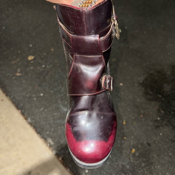 Qupid Dark Burgundy Combat Boots - Picture 1 of 5